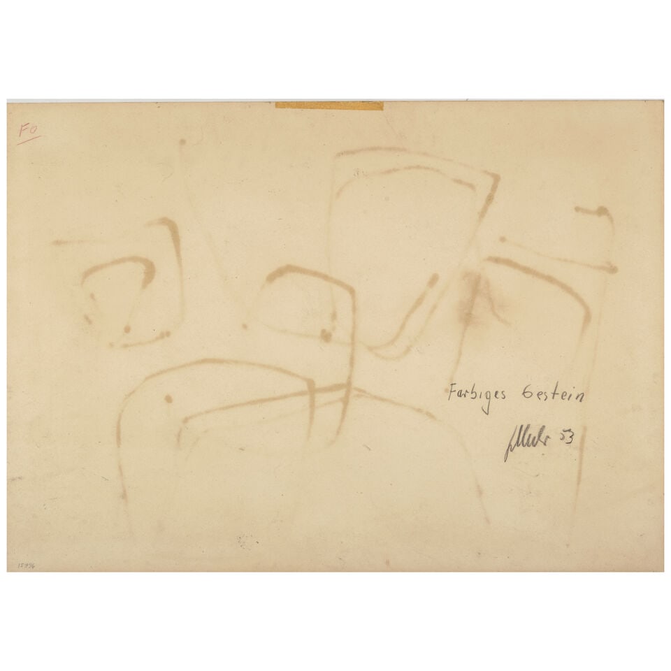 FRITZ WINTER (1905-1976) Farbiges Gestein 19 7/8 x 27 1/2 in (50.3 x 69.9 cm) (Executed in 1953) - 2