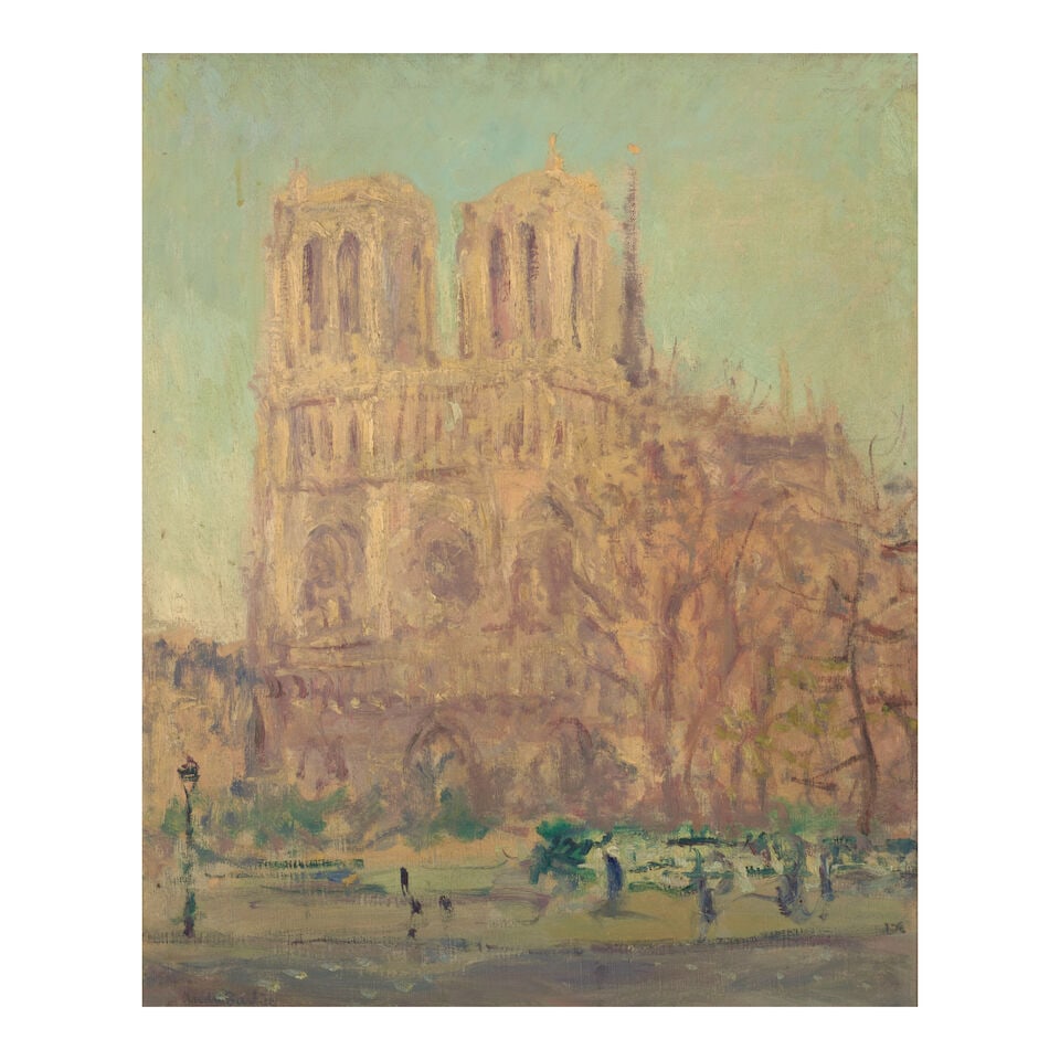 ANDRÉ BARBIER (1883-1970) Notre Dame de Paris 24 x 19 11/16 in (61 x 50 cm) (): ANDRÉ BARBIER (1883-1970) Notre Dame de Paris signed 'André Barbier' (lower left) oil on canvas 24 x 19 11/16 in (61 x 50 cm) Footnotes: Provenance Sale: Me Bernard Galateau, Limoges, Octobe