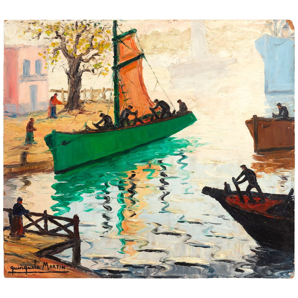 BENITO QUINQUELA MARTIN (1890-1977) Barcas al amanecer 31 1/2 x 35 7/16 in (80 x 90 cm) (Painted... (1 of 2)