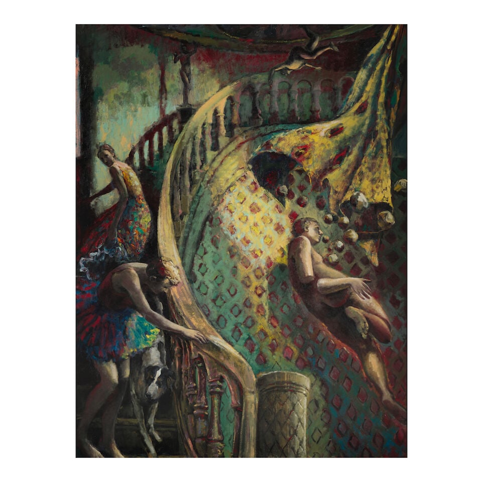 JULIE HEFFERNAN (B. 1956) Study for Self-Portrait with Acrobats 71 5/8 x 54 3/4 in (181.8 x 138.... (1 of 2)