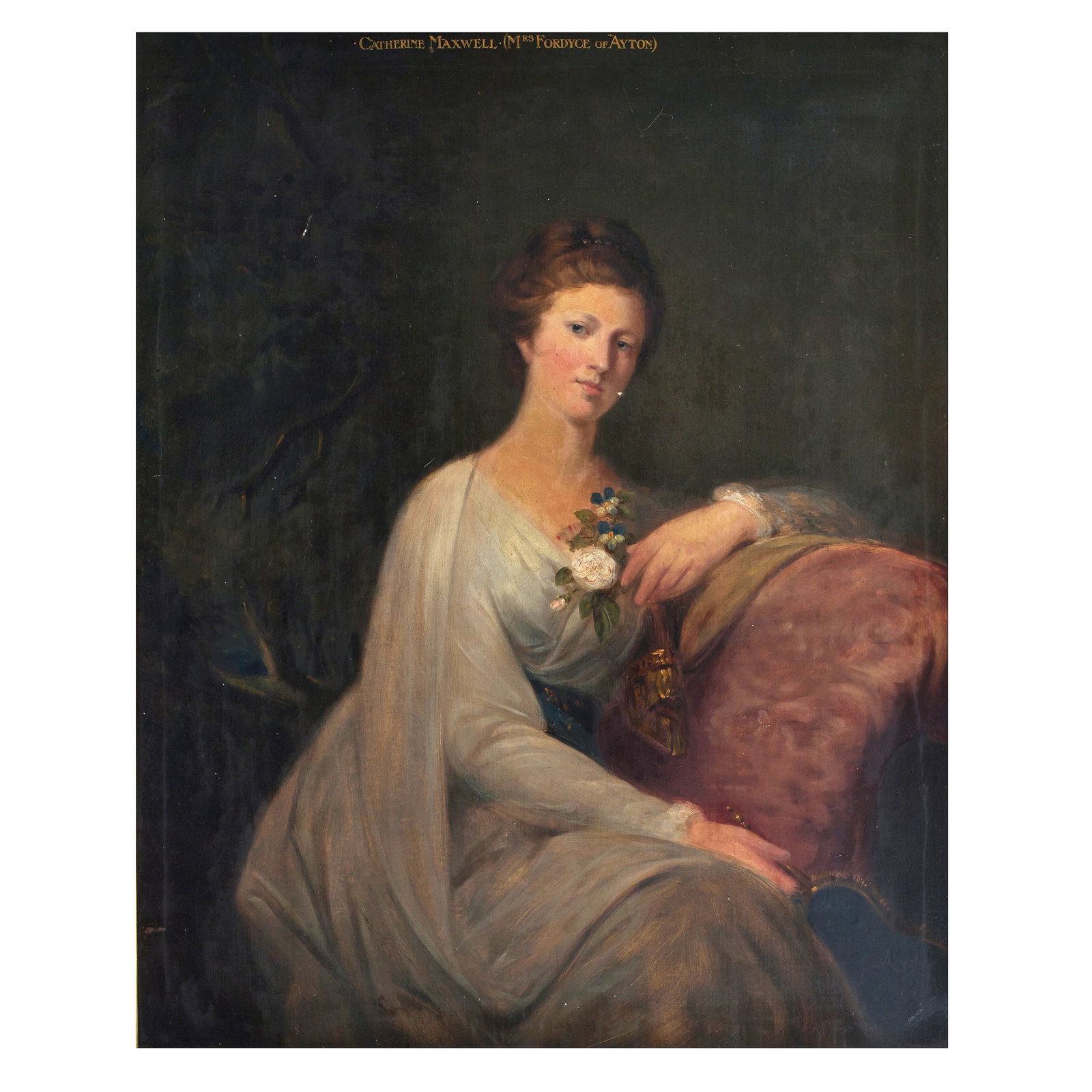 After George Willison, mid-19th Century Portrait of Catherine Maxwell, later Mrs Fordyce of Ayto...: After George Willison, mid-19th Century Portrait of Catherine Maxwell, later Mrs Fordyce of Ayton, three-quarter length seated, in a white dress bears inscription 'CATHERINE MAXWELL. (MRS FORDYCE OF A