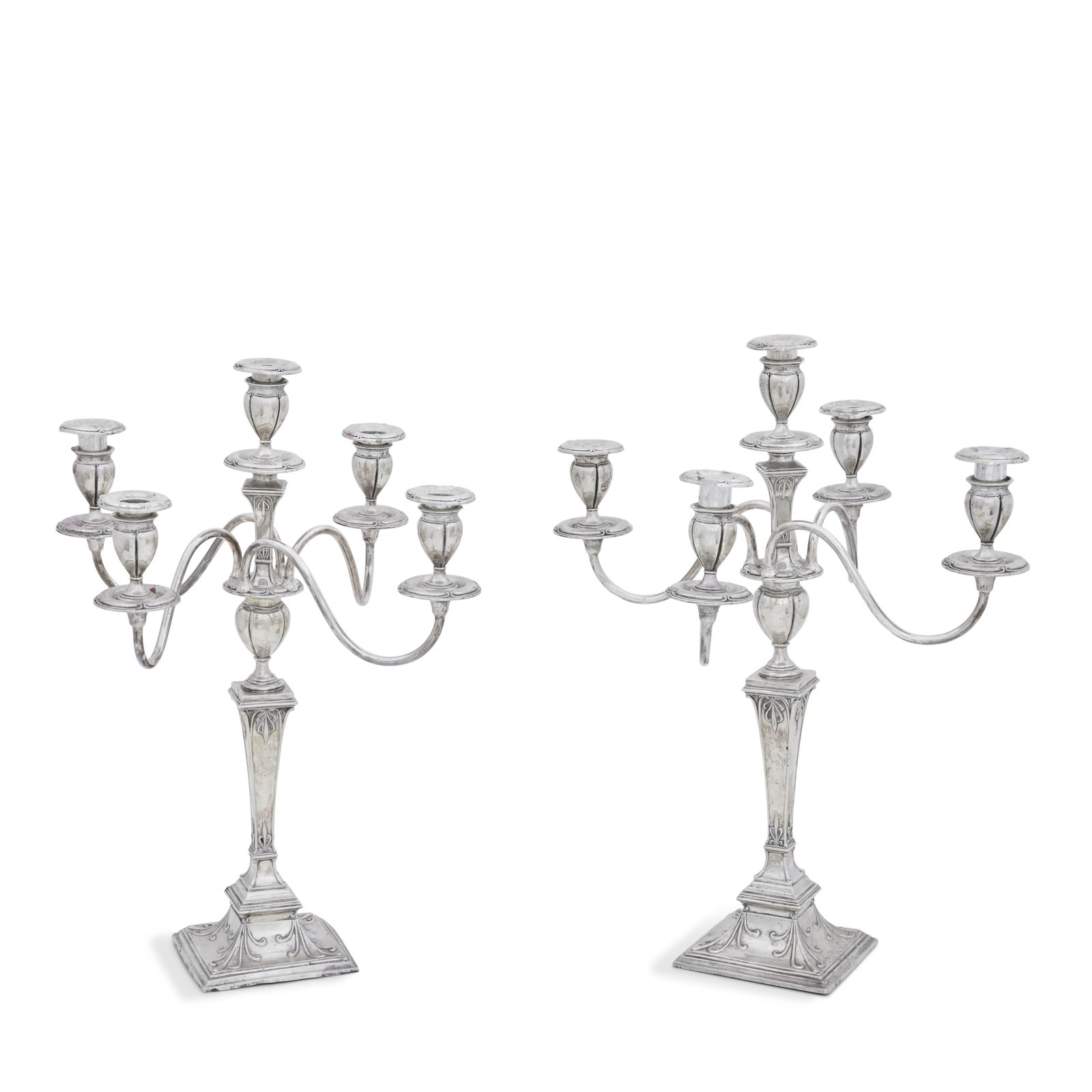 A pair of four-branch five-light candelabra By James Dixon, Sheffield 1924 (2) (1 of 1)