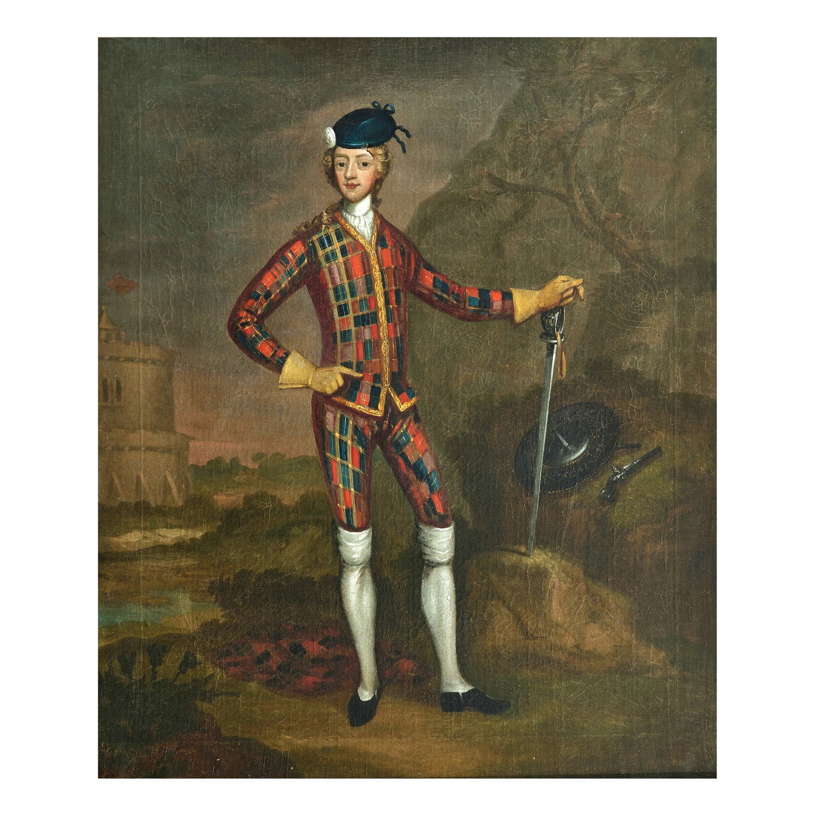 Attributed to James Worsdale (British, circa 1692-1767) 'Harlequin' portrait of Prince Charles E... (1 of 1)