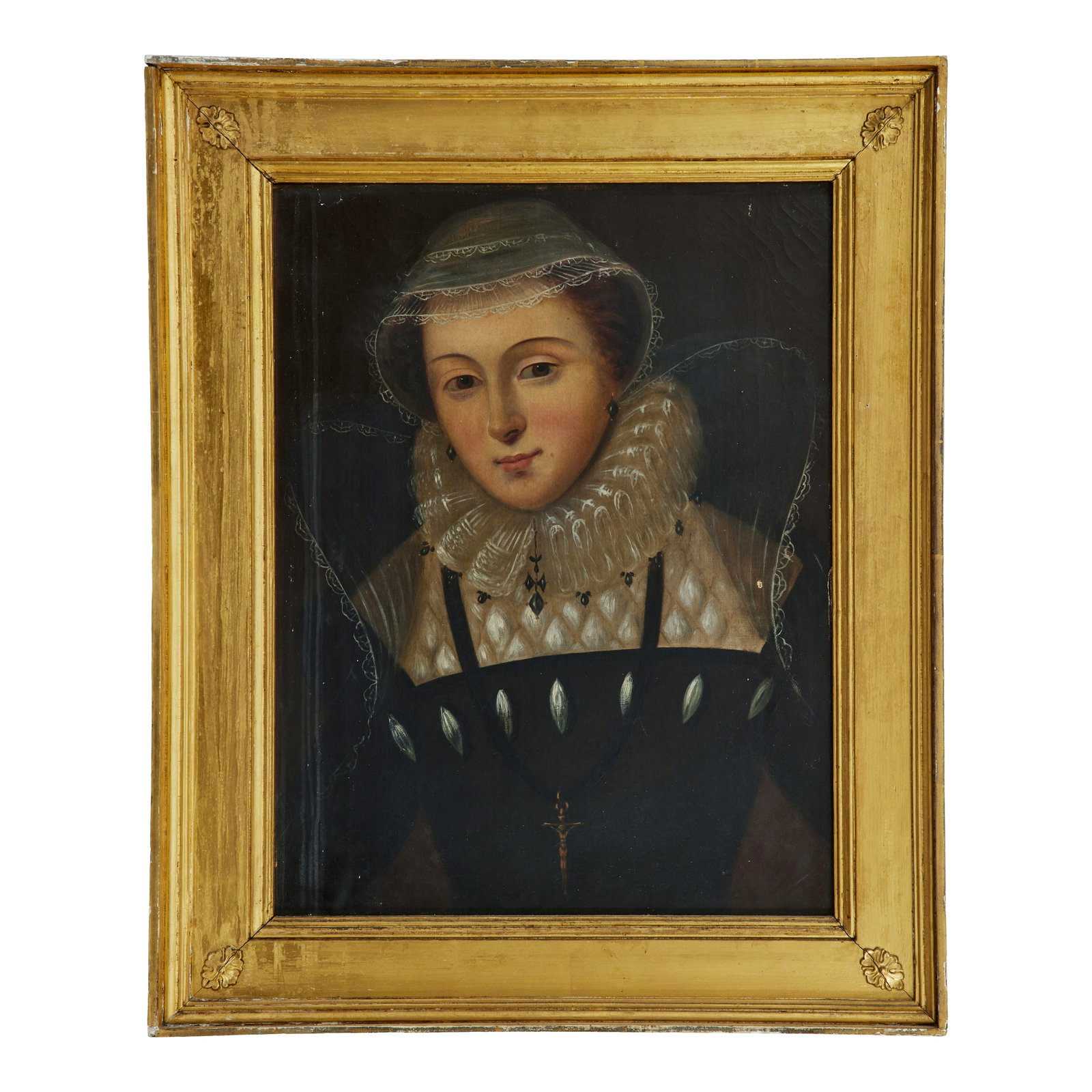 British School (19th Century) Portrait of Mary, Queen of Scots, half length, in a black dress an...: British School (19th Century) Portrait of Mary, Queen of Scots, half length, in a black dress and white lace ruff and bonnet oil on canvas 54 x 41cm (21 1/4 x 16 1/8in). Footnotes: Label inscrib