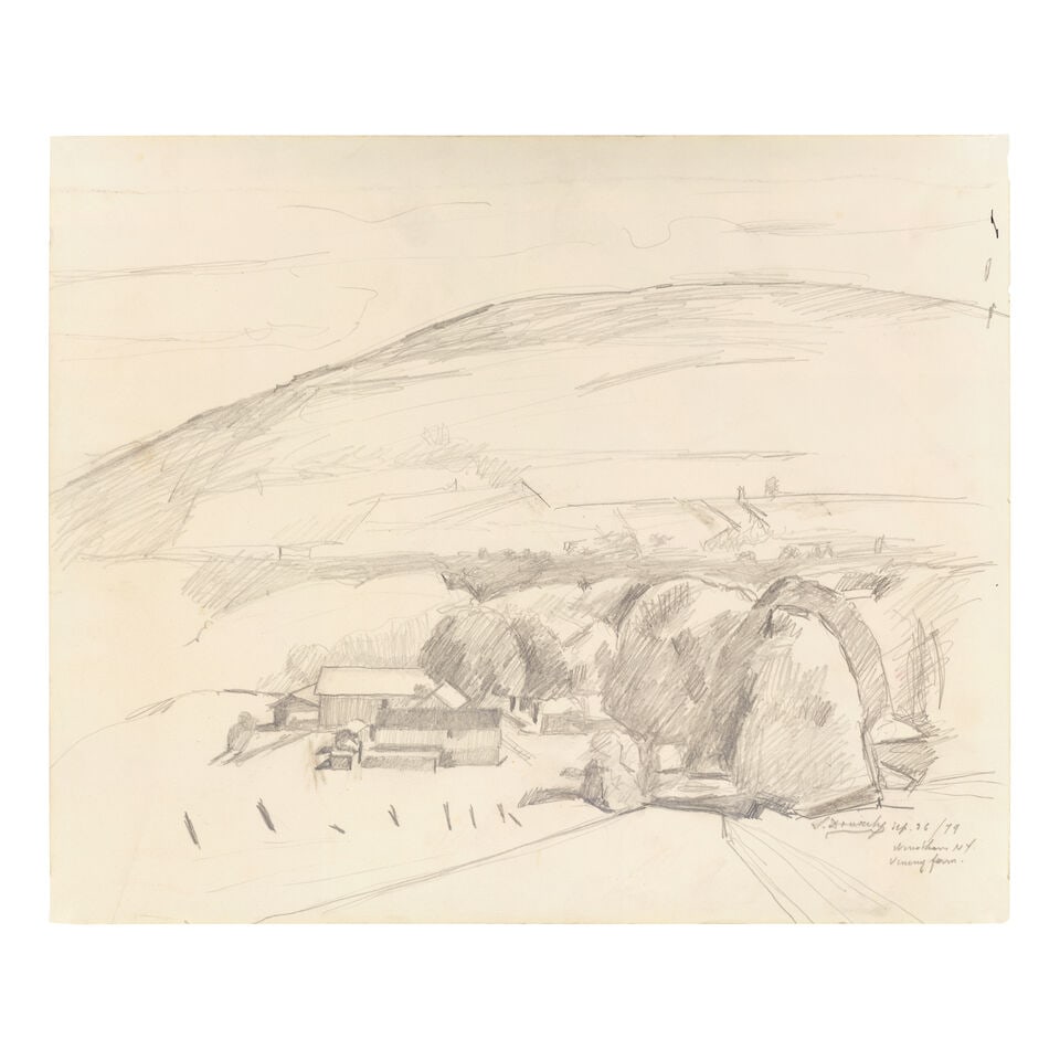 Saliba Douaihy (Lebanon, 1915-1994) Windham, NY: Saliba Douaihy (Lebanon, 1915-1994) Windham, NY graphite on paper, framed signed 'S Douaihy Windham, NY' and dated 'Sep 26. / 79' (lower right), executed in 1978 35.5 x 43cm (14 x 16 15/16in). Footnot