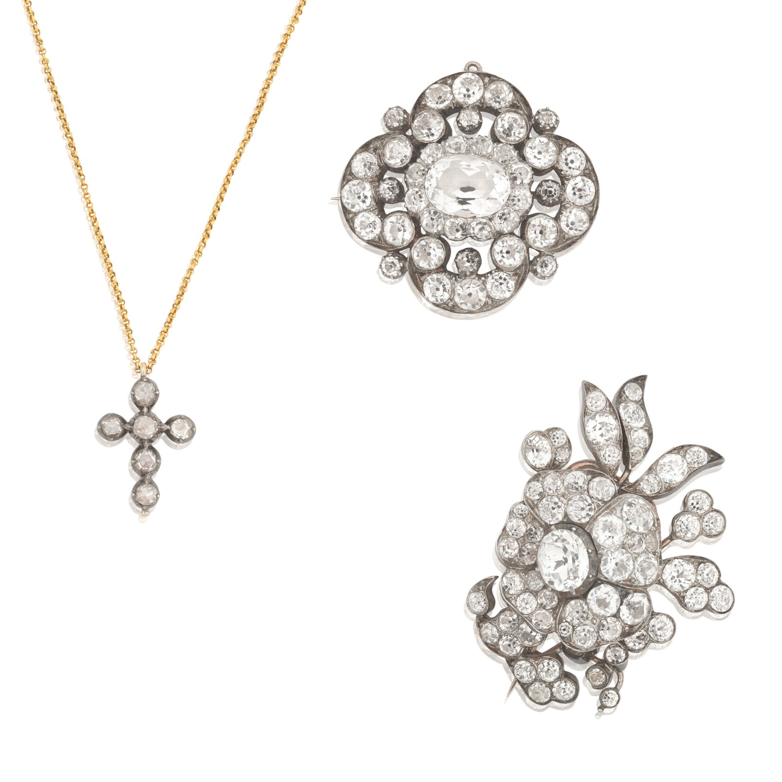 TWO PASTE BROOCHES AND PASTE PENDANT/NECKLACE, NINETEENTH CENTURY (1 of 1)
