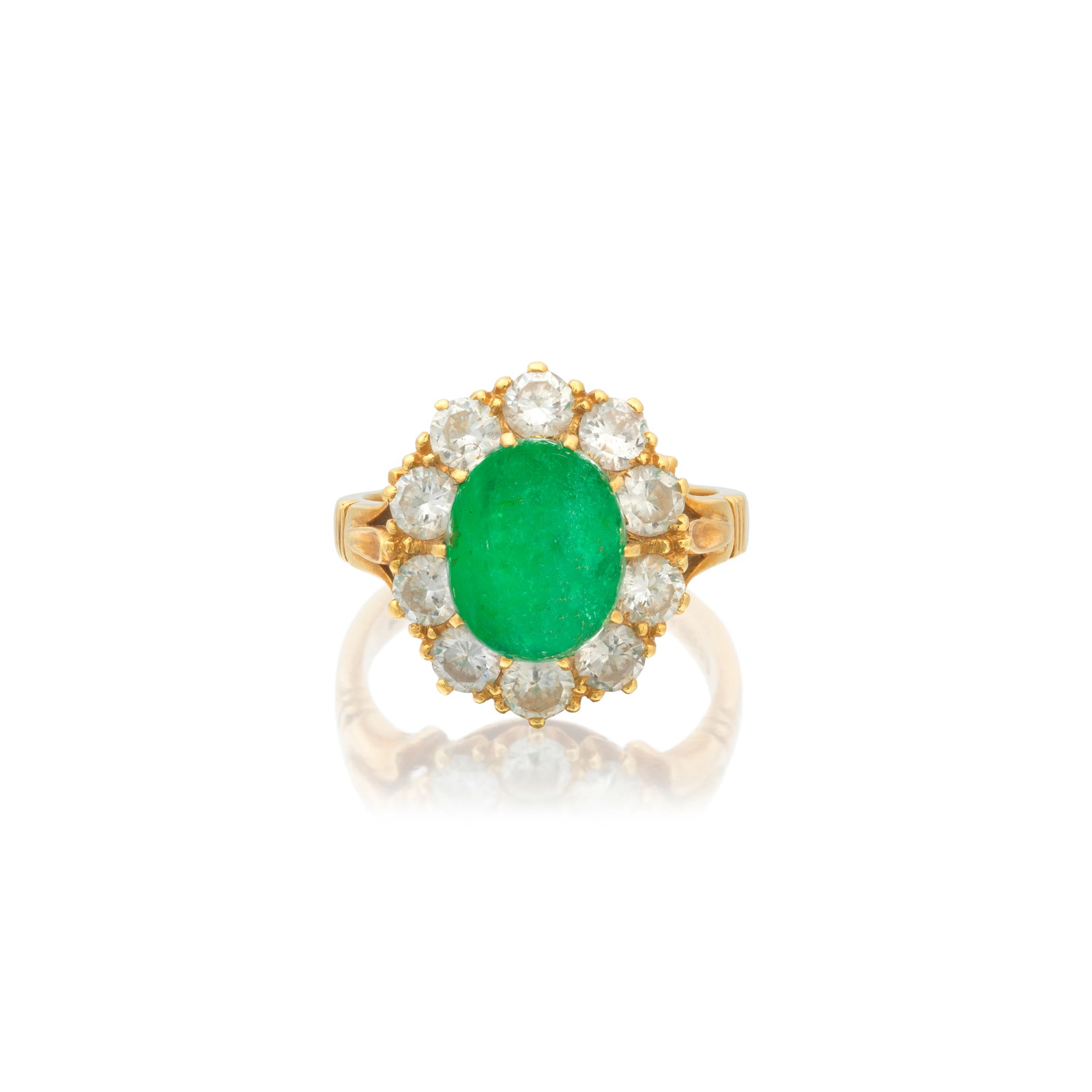 EMERALD AND DIAMOND CLUSTER RING, 1984 (1 of 1)