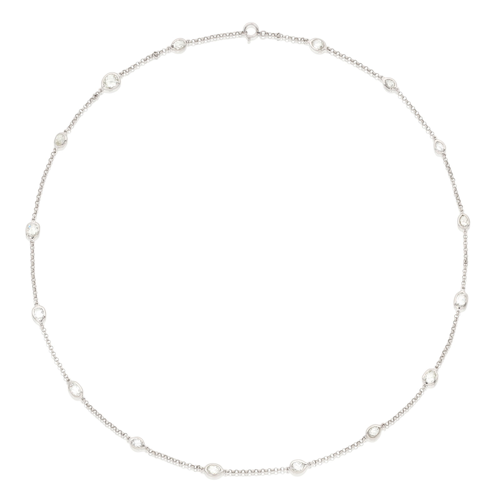 DIAMOND NECKLACE: DIAMOND NECKLACE Spectacle-set with briolette-cut diamonds, diamonds 9.30cts total, length 52.cm For further information on this lot please visit Bonhams.com