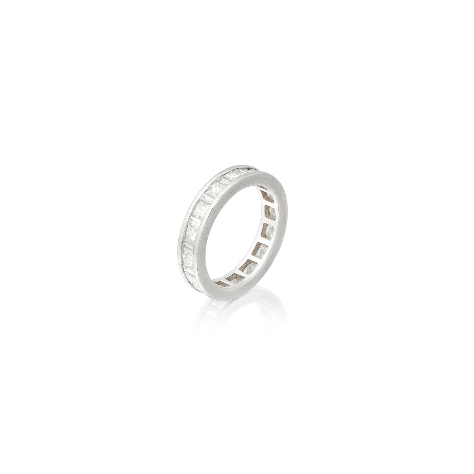 DIAMOND-SET ETERNITY RING: DIAMOND-SET ETERNITY RING Alternating princess and baguette-cut diamonds, diamonds approx. 1.90cts total, ring size approx. M½ For further information on this lot please visit Bonhams.com