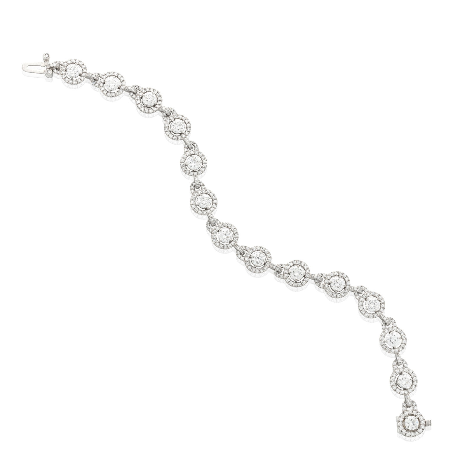 DAVID MORRIS: DIAMOND BRACELET: DAVID MORRIS: DIAMOND BRACELET Set with brilliant-cut diamonds to a single-cut diamond surround, one single-cut diamond deficient, signed David Morris, diamonds approx. 6.90cts total, length 19.0cm Fo