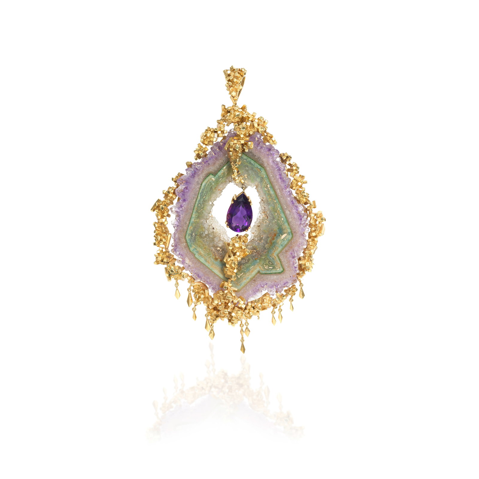 AMETHYST AND CRYSTAL PENDANT, CIRCA 1970 (1 of 1)