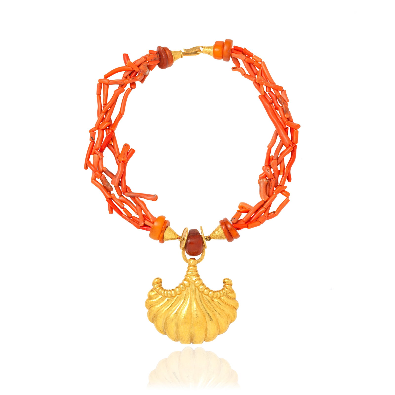 ELIZABETH GAGE: CORAL AND GOLD NECKLACE, 1972 (1 of 1)