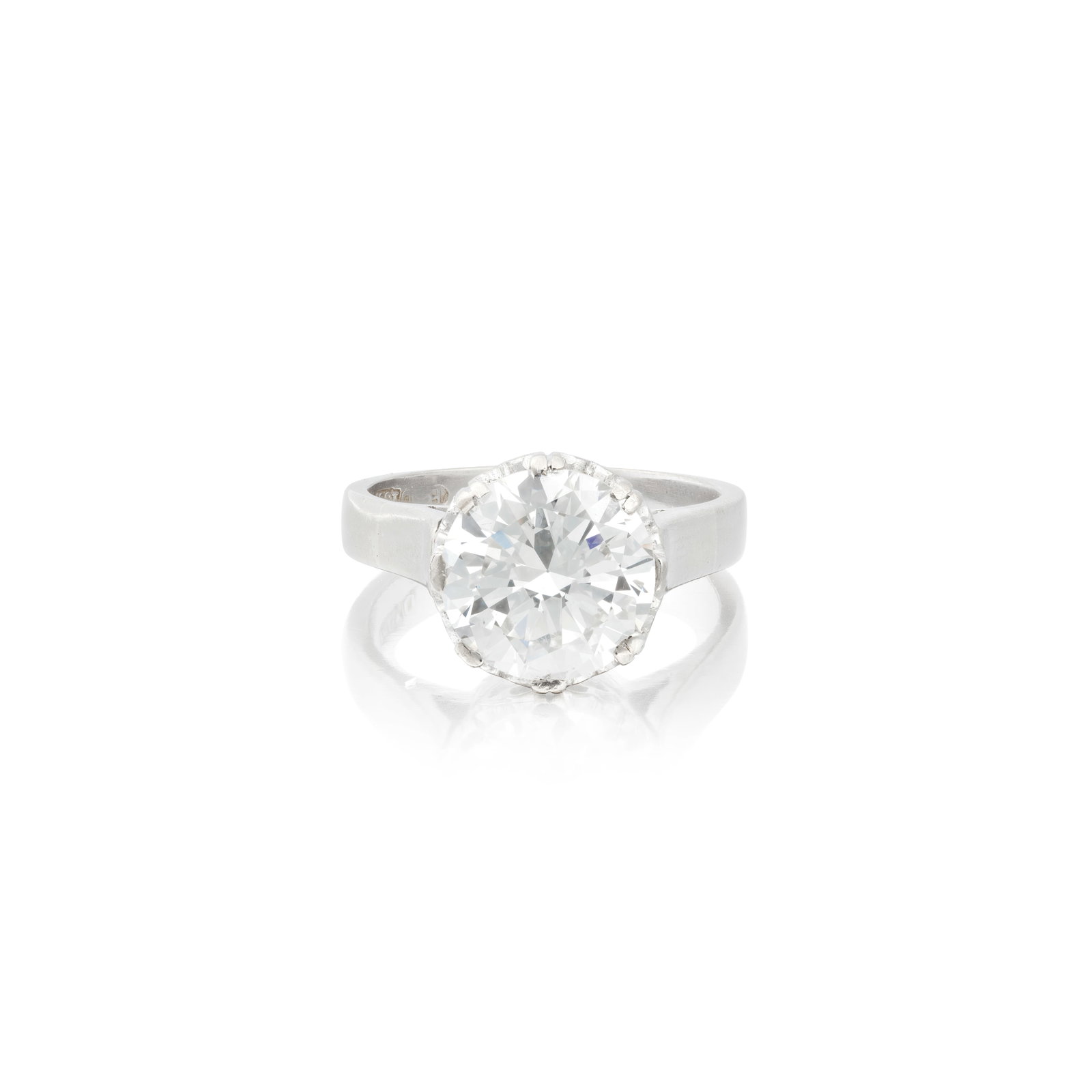 DIAMOND SINGLE-STONE RING: DIAMOND SINGLE-STONE RING The brilliant-cut diamond weighing 3.55 carats, ring size approx. N For further information on this lot please visit Bonhams.com