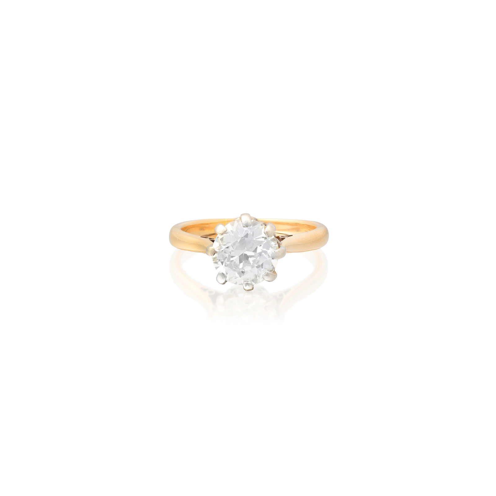 DIAMOND SINGLE-STONE RING: DIAMOND SINGLE-STONE RING The old brilliant-cut diamond weighing 2.12 carats, ring size approx. N For further information on this lot please visit Bonhams.com