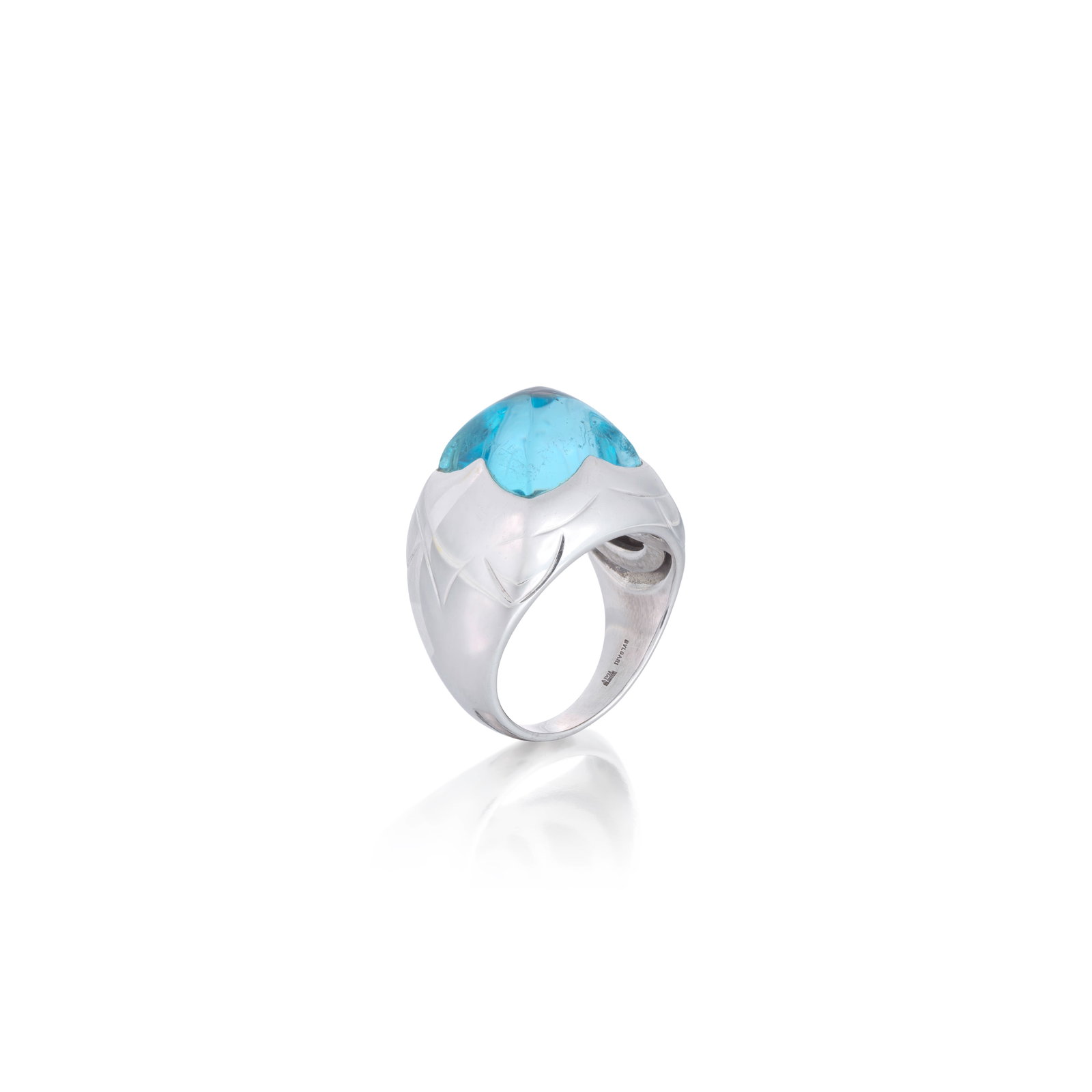 BULGARI: TOPAZ 'PYRAMID' RING: BULGARI: TOPAZ 'PYRAMID' RING Set with a sugarloaf topaz, signed Bulgari, ring size approx. N For further information on this lot please visit Bonhams.com
