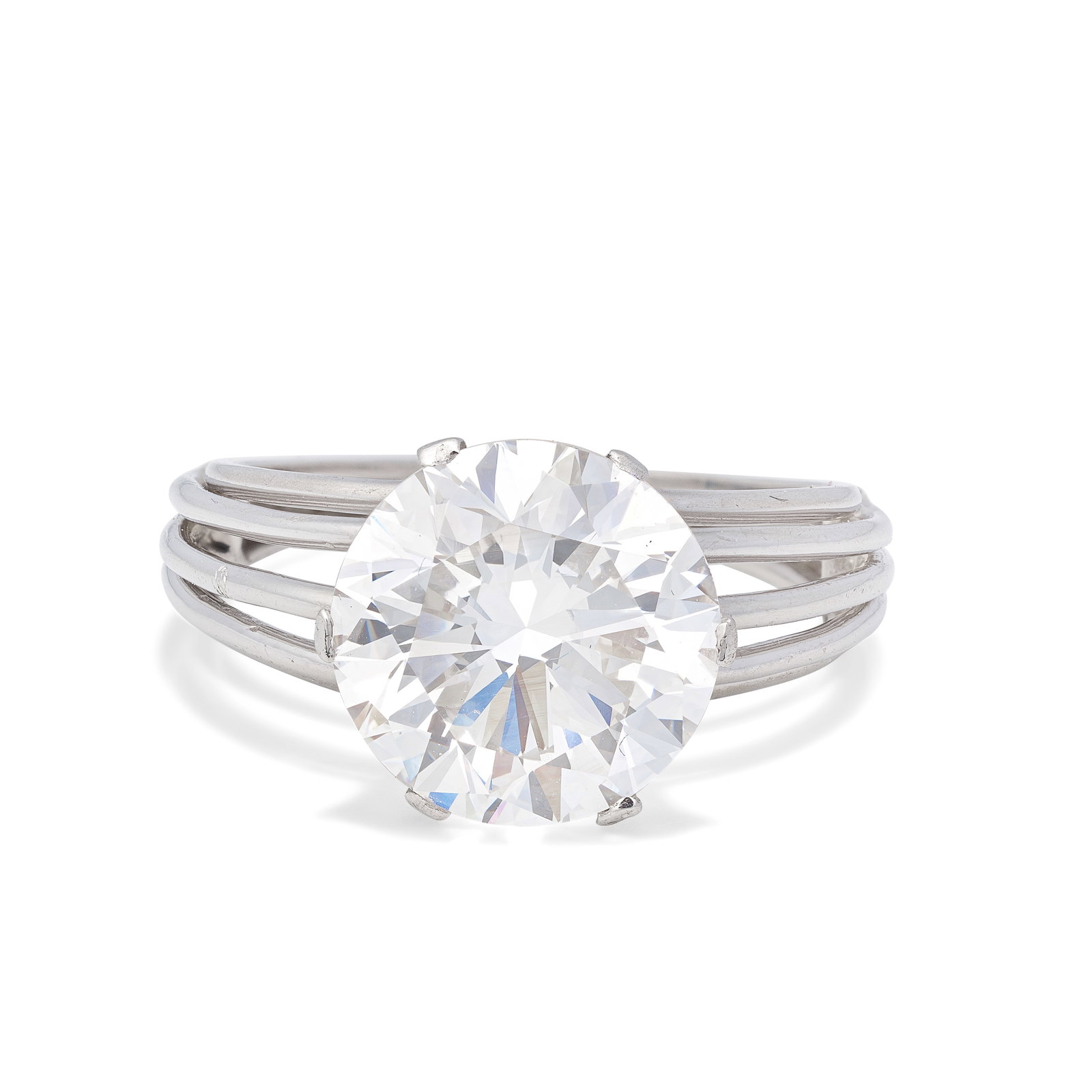DIAMOND SINGLE-STONE RING: DIAMOND SINGLE-STONE RING The brilliant-cut diamond weighing 4.43 carats, ring size approx. K½ For further information on this lot please visit Bonhams.com