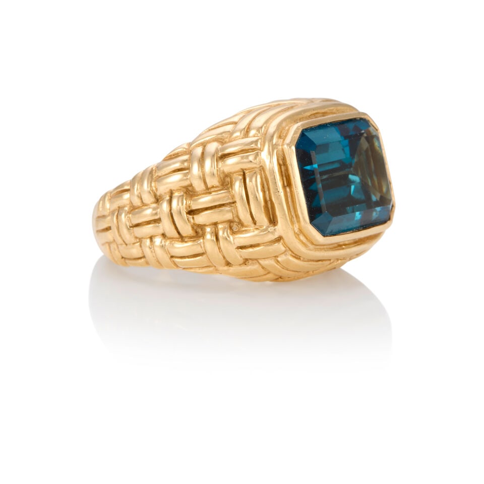 14K YELLOW GOLD AND TOPAZ RING - 2