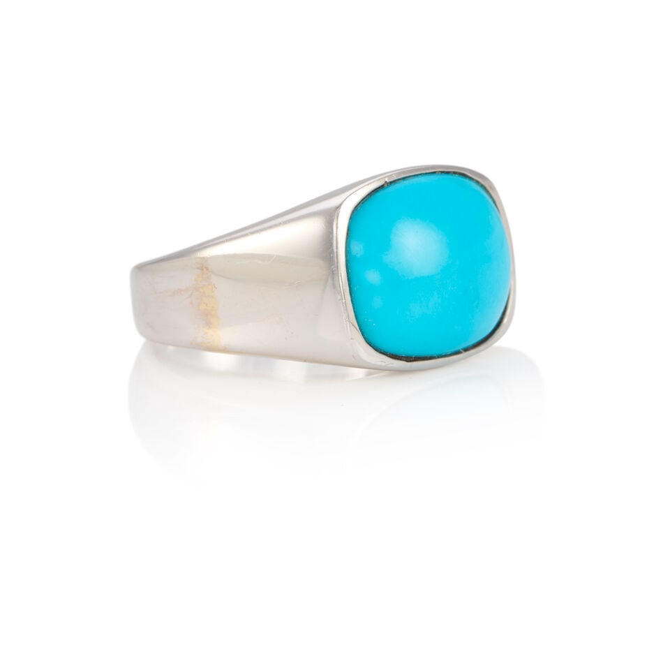 14K WHITE GOLD AND TURQUOISE RING - 2
