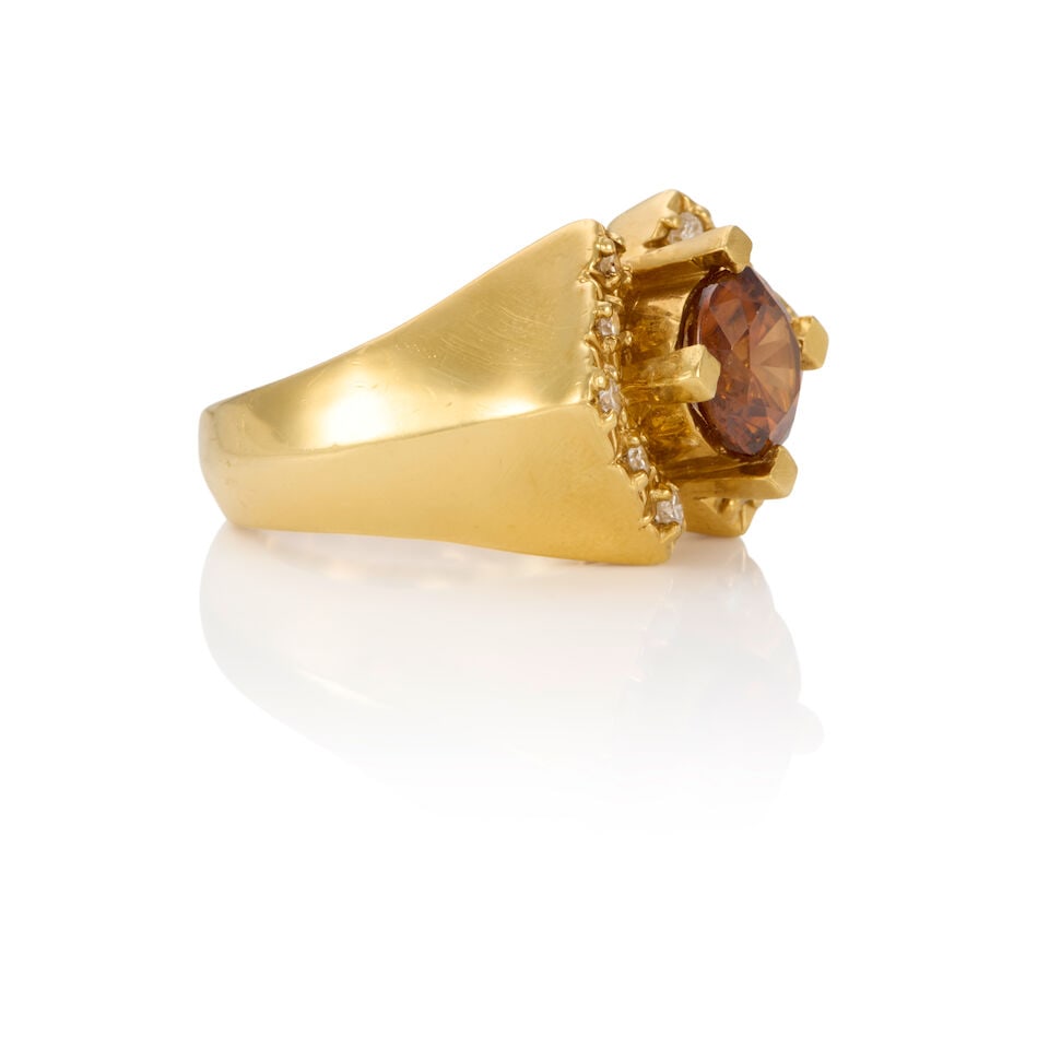 18K YELLOW GOLD, TOURMALINE, AND DIAMOND RING - 2