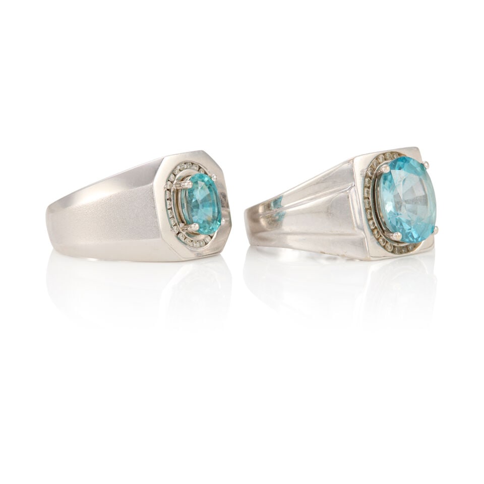 TWO 14K WHITE GOLD, TOPAZ, AND DIAMOND RINGS - 2