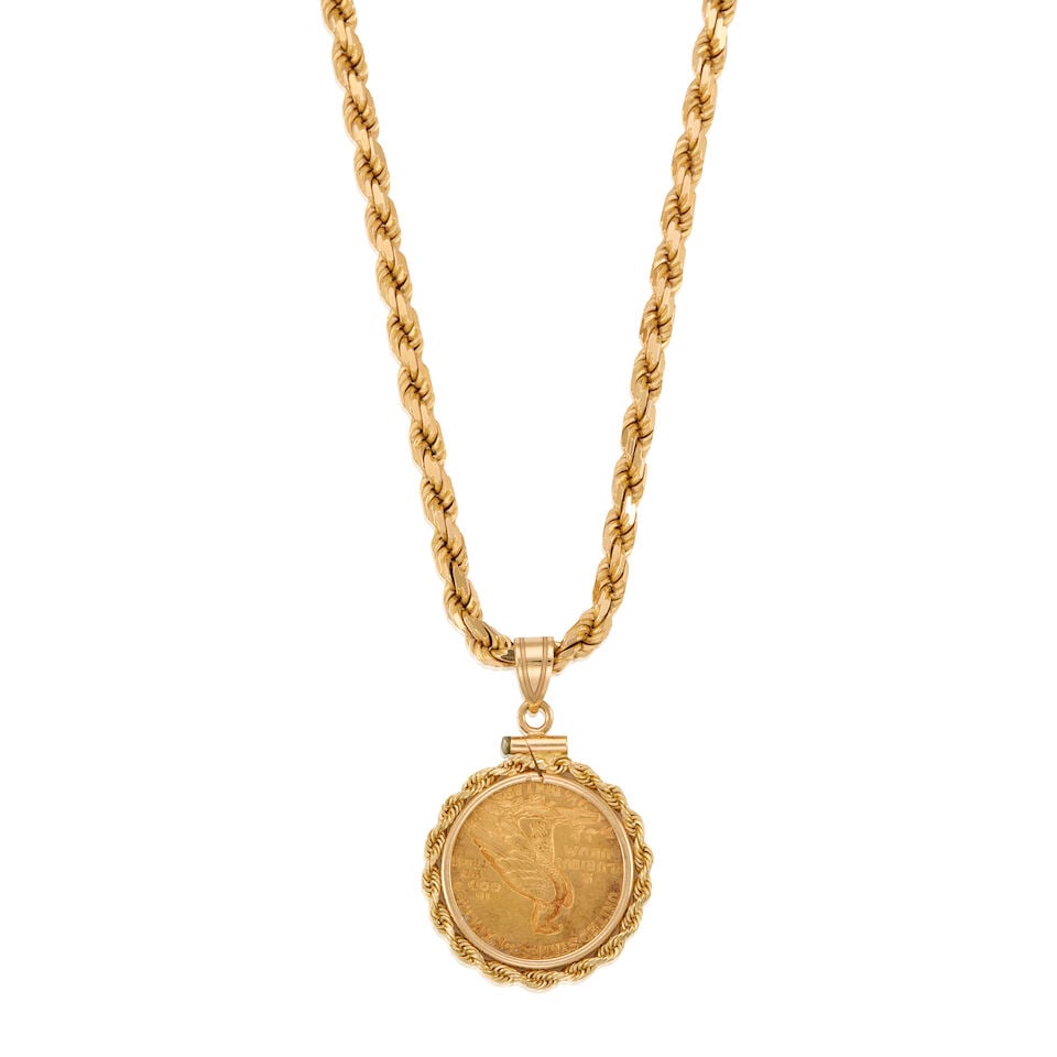GOLD COIN PENDANT WITH CHAIN - 2