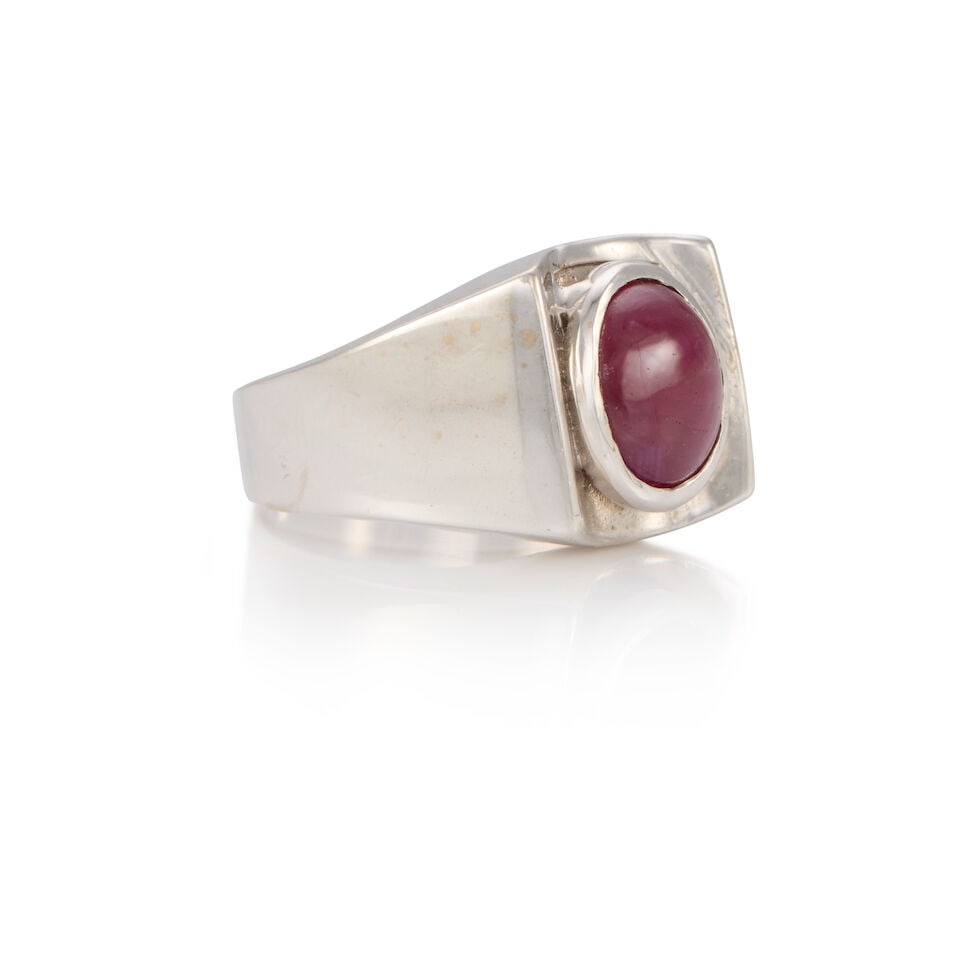 18K WHITE GOLD AND RUBY RING - 2