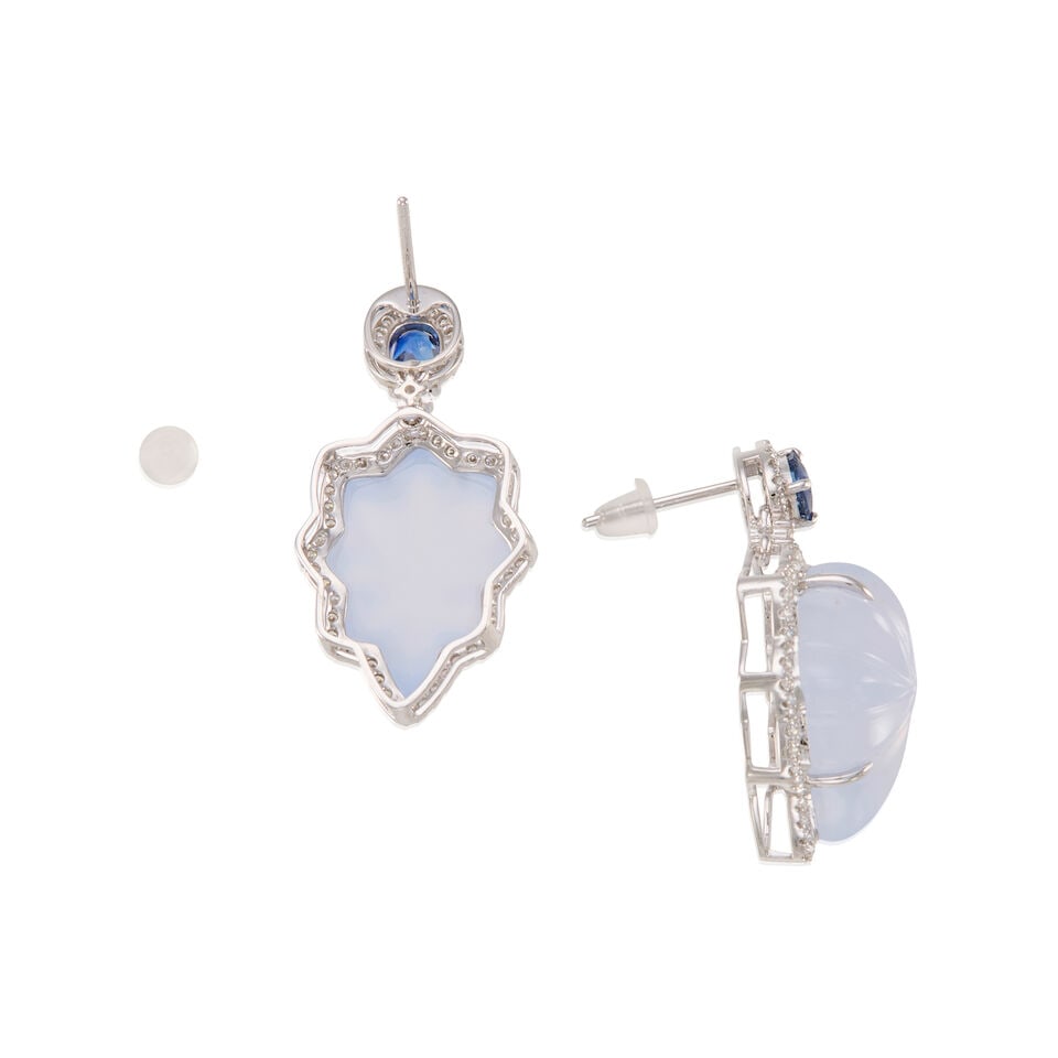 PLATINUM, GEMSET AND DIAMOND EARRIGNS - 2