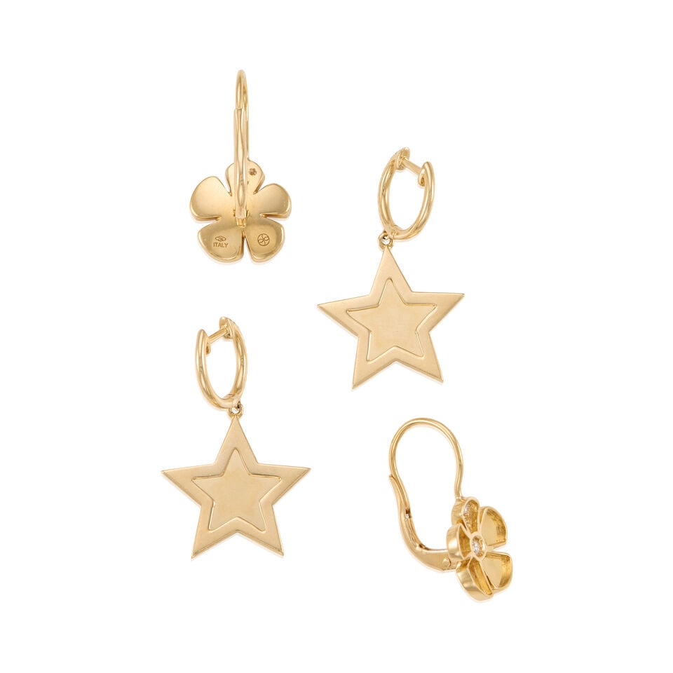 TWO PAIRS OF GOLD AND DIAMOND EARRINGS - 2