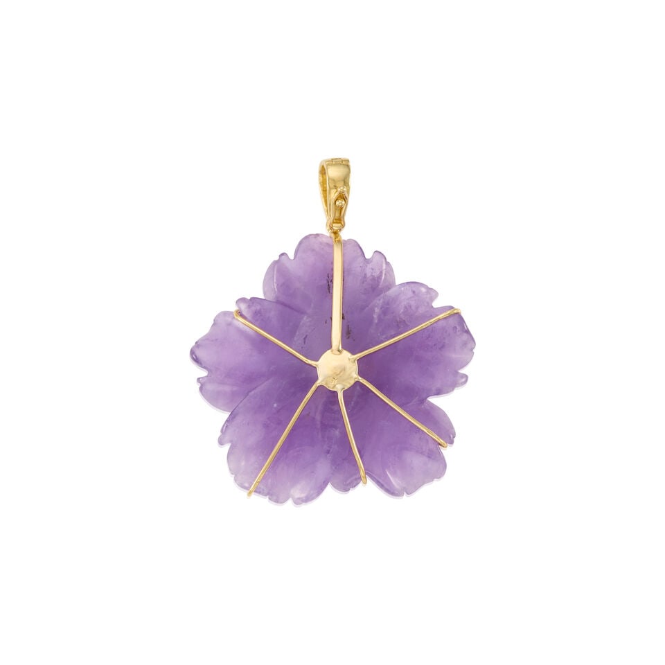 GOLD, AMETHYST AND TOURMALINE PENDANT - 2