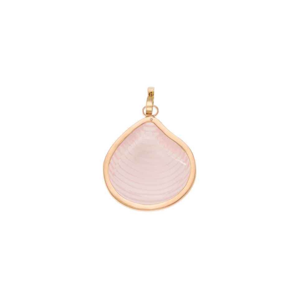 DESZO: GOLD AND ROSE QUARTZ PENDANT - 2