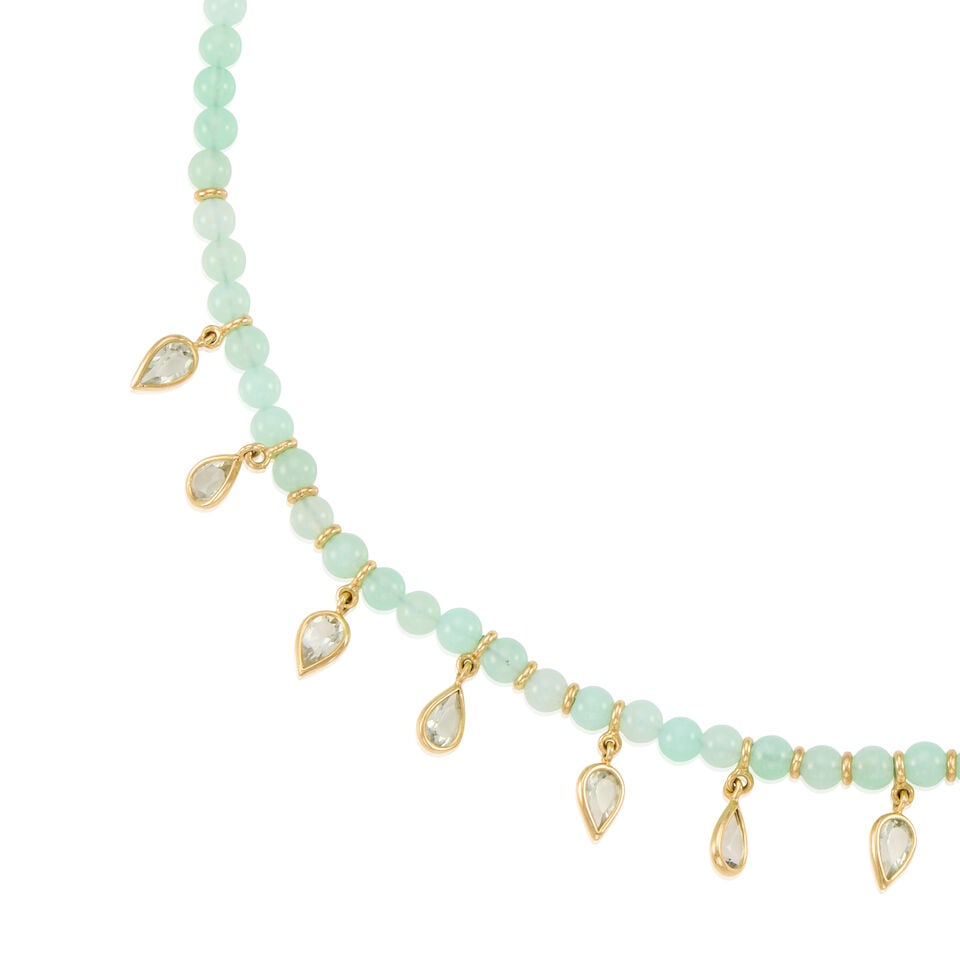 14K YELLOW GOLD AND AQUAMARINE NECKLACE - 2