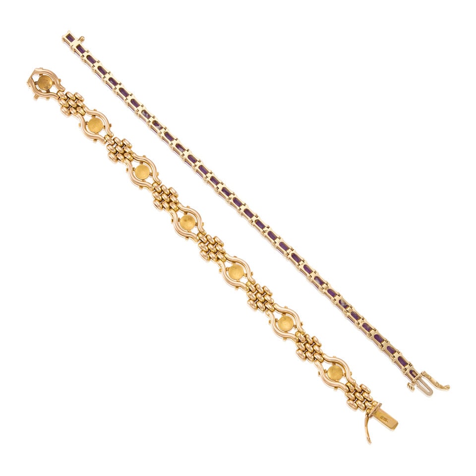 YELLOW GOLD AND AMETHYST BRACELETS - 2