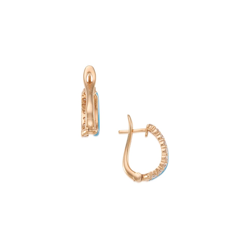 ROMA FINE JEWELS: 18K YELLOW GOLD, DIAMOND AND ENAMEL EARRINGS - 2