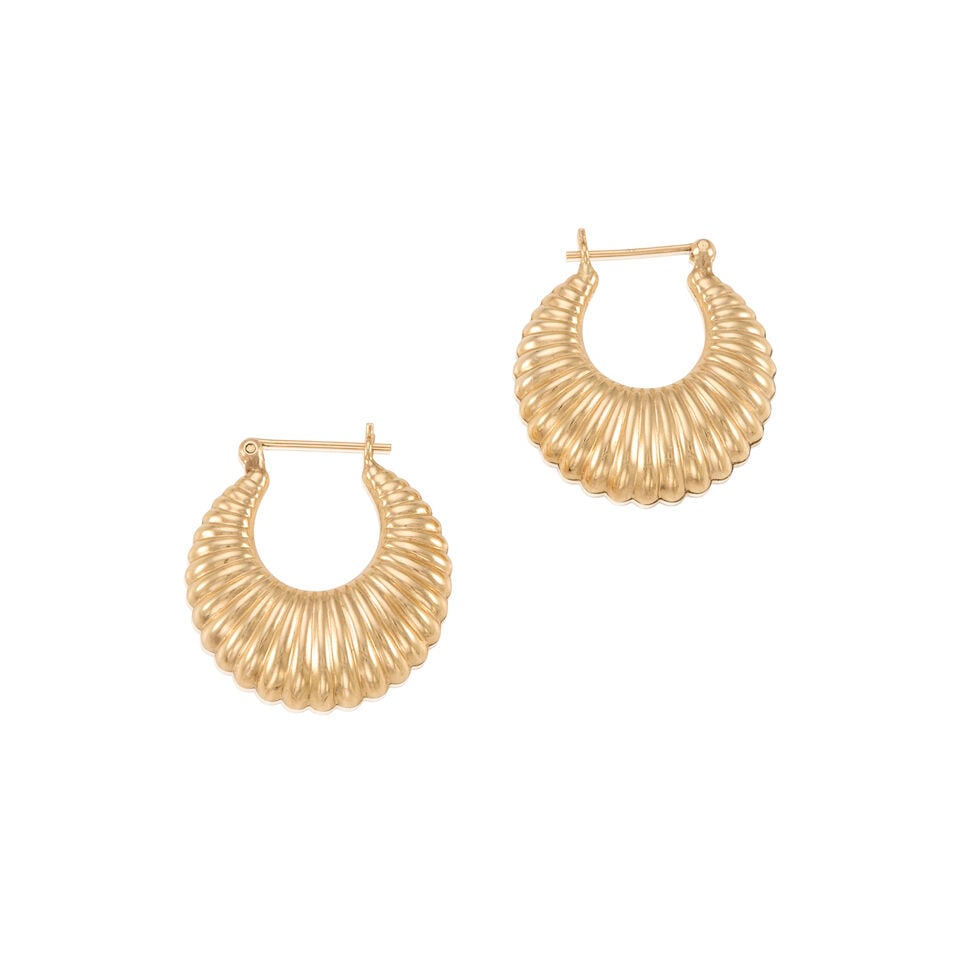 14K YELLOW GOLD HOOP EARRINGS - 2