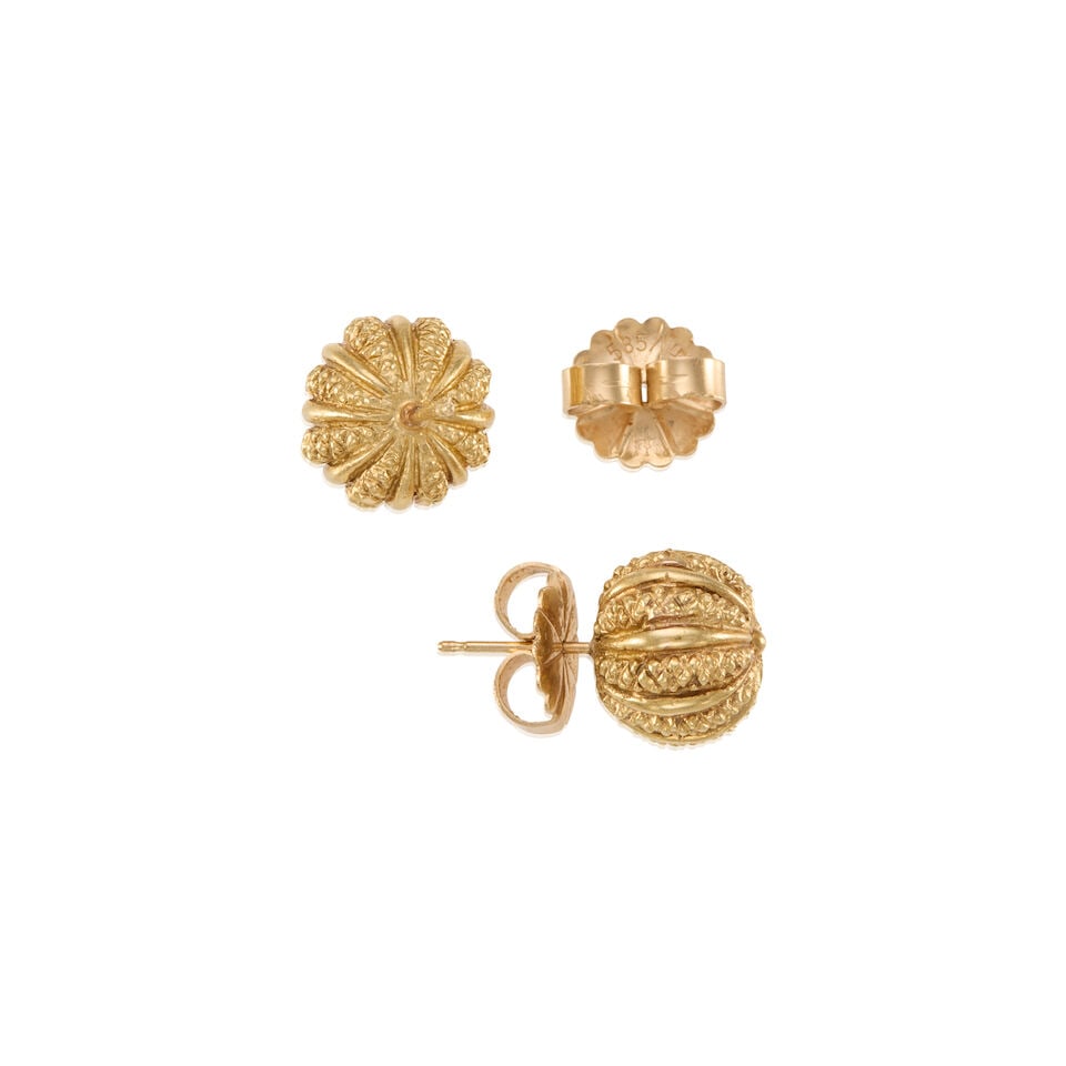 PAIR OF GOLD DOME EARRINGS - 2
