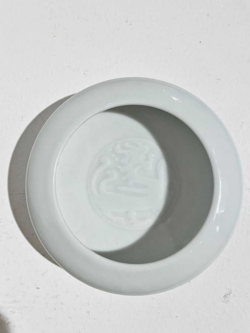 THREE MONOCHROME-GLAZED SCHOLAR'S OBJECTS One with Kangxi six-character mark, two with studio ma... - 3