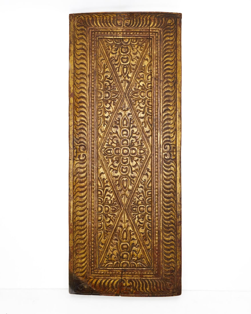 A CARVED AND PAINTED GILT LACQUERED WOOD SUTRA COVER 19th century (1 of 1)