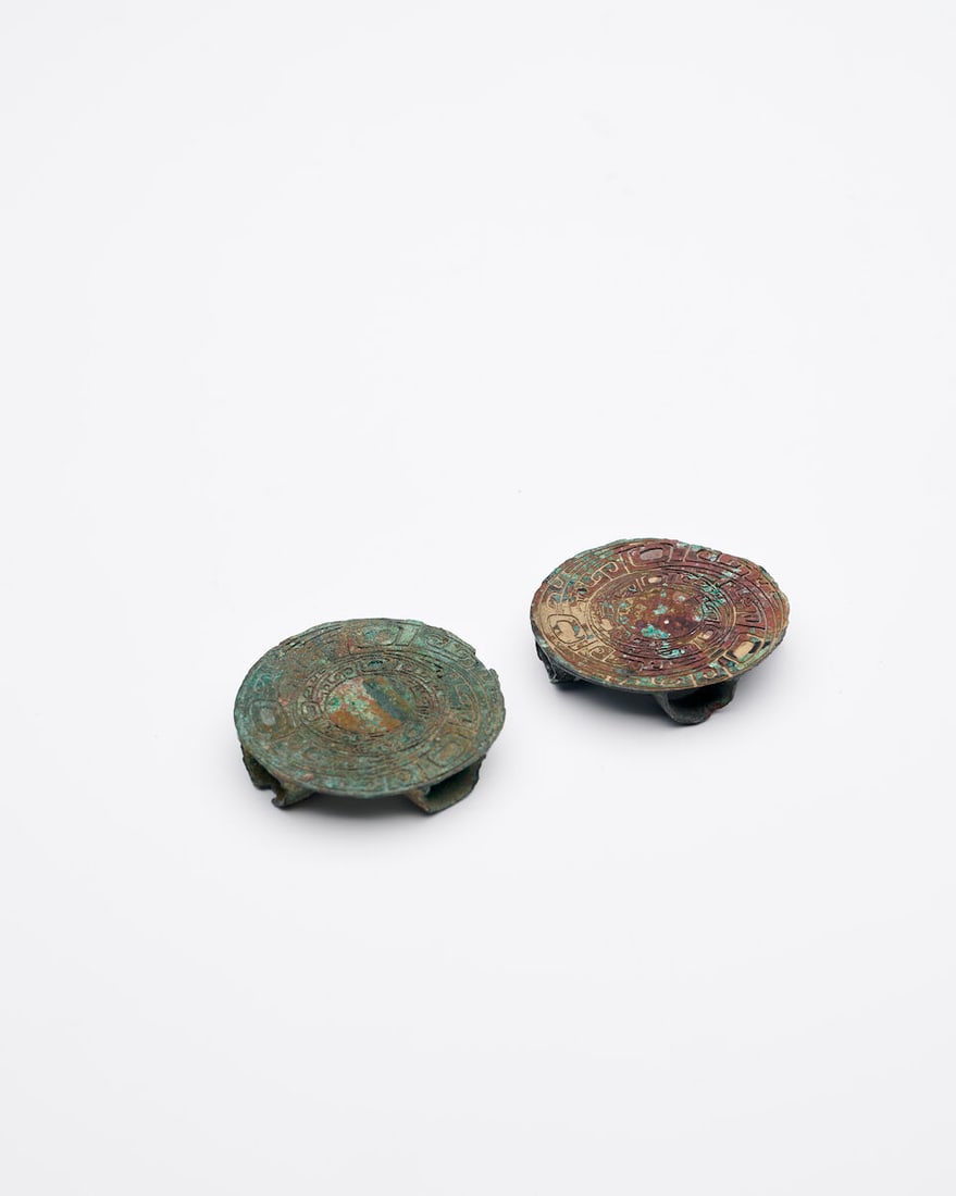 TWO BRONZE CIRCULAR ACCESSORIES FOR A CARRIAGE Probably Han Dynasty (1 of 5)