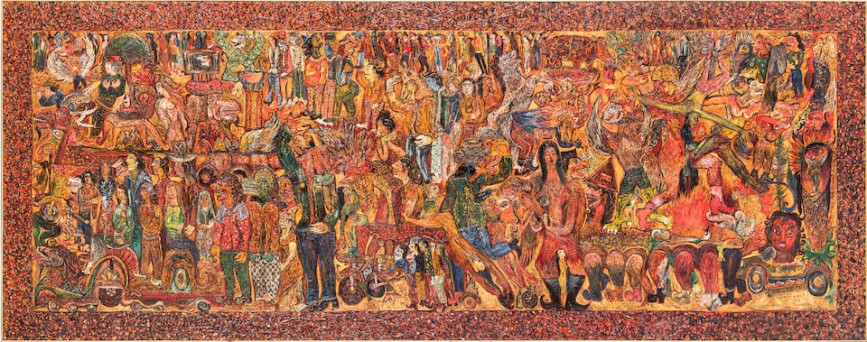 Nasirun (born 1965) Untitled: Nasirun (born 1965) Untitled signed and dated lower right: 'Nasirun / 2011/2013' oil on canvas 150.5 x 386.0cm (59 1/4 x 151 15/16in). Footnotes: Provenance CHECK Private collection,