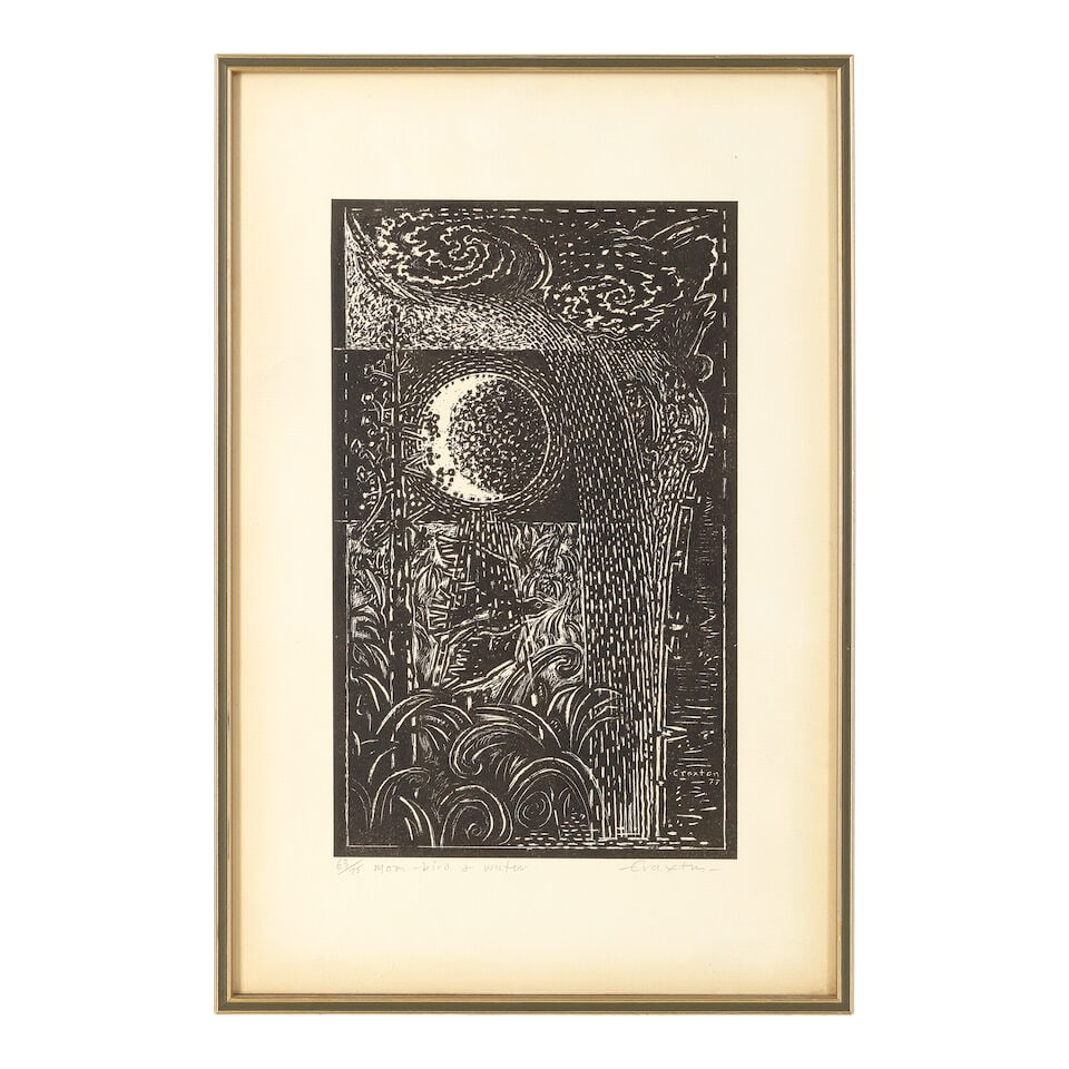 John Craxton R.A. (British, 1922-2009) Moon-bird and water Linocut, 1977, on wove paper, signed,... - 2