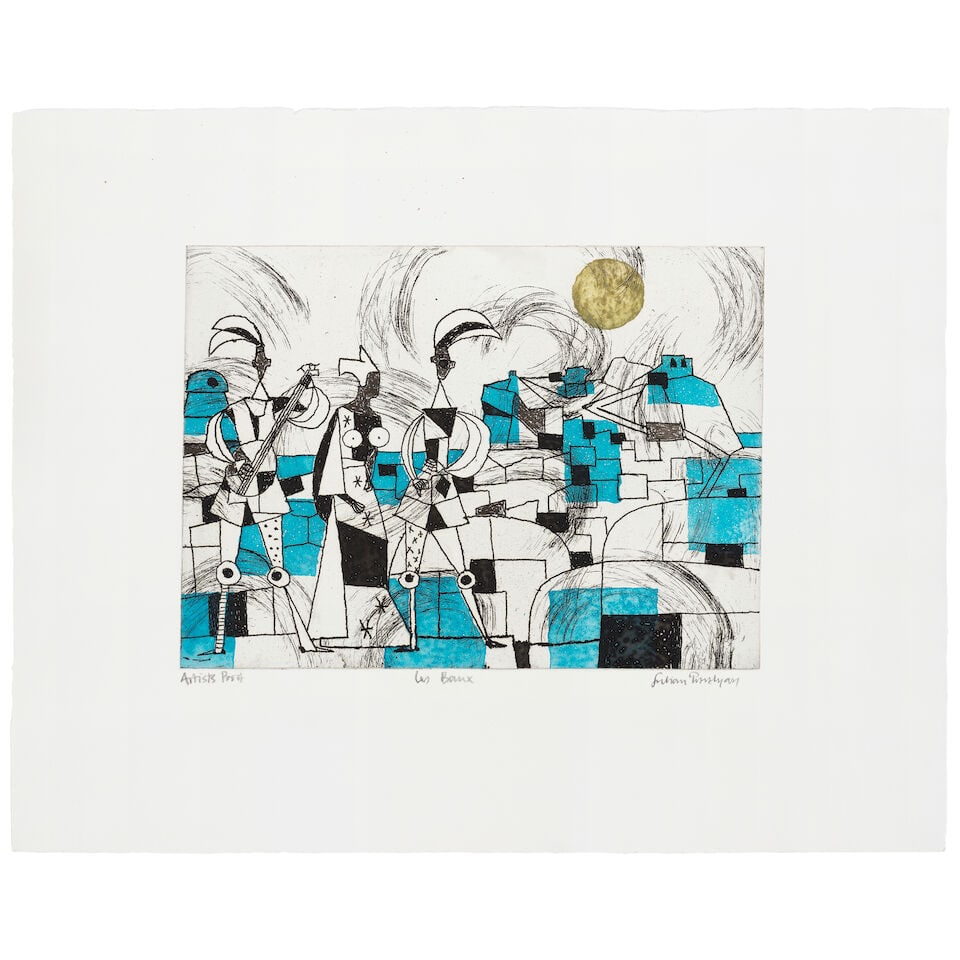 Julian Trevelyan R.A. (British, 1910-1988) Me and Tom; Les Baux Etching and aquatint in colours,... - 2