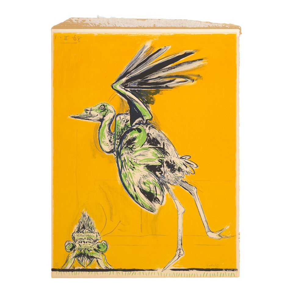 Graham Sutherland O.M. (British, 1903-1980) Bird about to take flight, from A Bestiary and Some ...: Graham Sutherland O.M. (British, 1903-1980) Bird about to take flight, from A Bestiary and Some Correspondences (Tassi 95) Lithograph in colours, 1968, on Arches wove paper, signed and numbered 38/70 