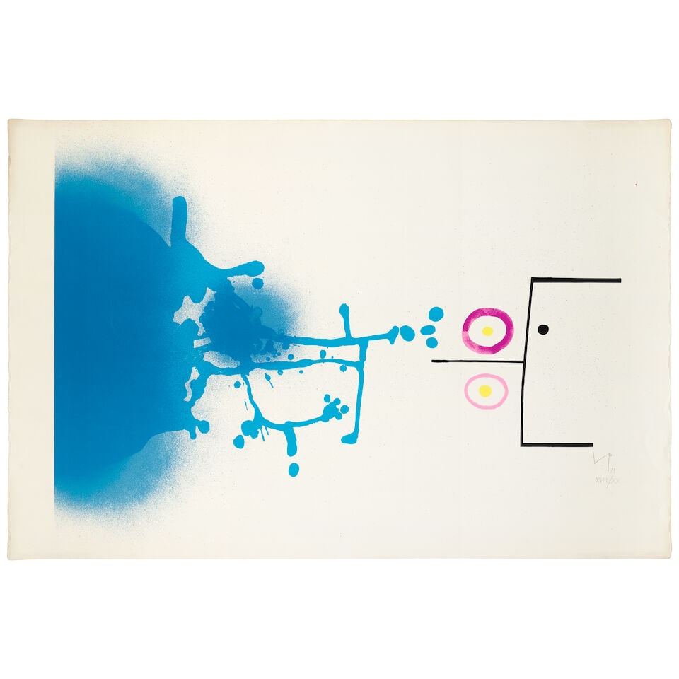 Victor Pasmore R.A. (British, 1908-1998) Blue Fantasy 2 Screenprint in colours, 1986, on wove pa...: Victor Pasmore R.A. (British, 1908-1998) Blue Fantasy 2 (Lynton G.34) Screenprint in colours, 1986, on wove paper, signed with initials, dated and numbered XVIII/XX in pencil, one of 20 proofs aside