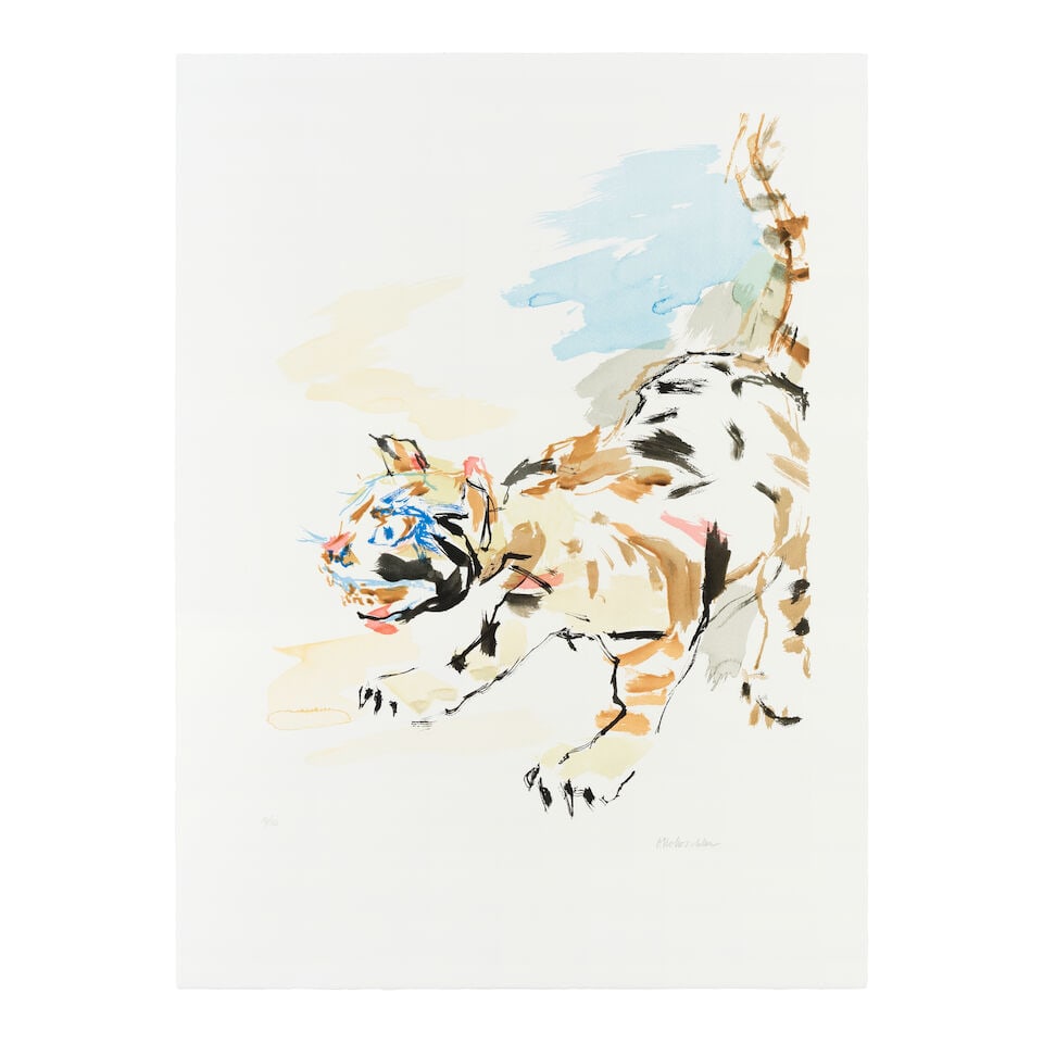 Oskar Kokoschka (Austrian, 1886-1980) Tigerkatze Lithograph in colours, 1972, on BFK Rives wove ...: Oskar Kokoschka (Austrian, 1886-1980) Tigerkatze (Wingler & Welz 515) Lithograph in colours, 1972, on BFK Rives wove paper, signed and numbered 10/150 in pencil (there were also 20 artist's proofs in