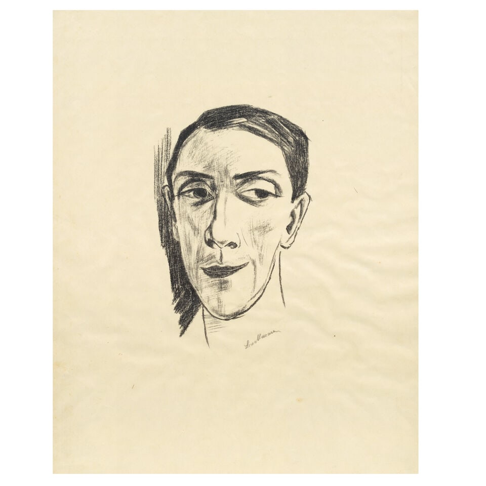 Max Beckmann (German, 1884-1950) Bildnis des Schauspielers N.M. Zeretelli Lithograph, circa 1921...: Max Beckmann (German, 1884-1950) Bildnis des Schauspielers N.M. Zeretelli (Hofmaier 189.B) Lithograph, circa 1921, on simili Japan paper, signed in pencil, from the edition of presumably 20 impression