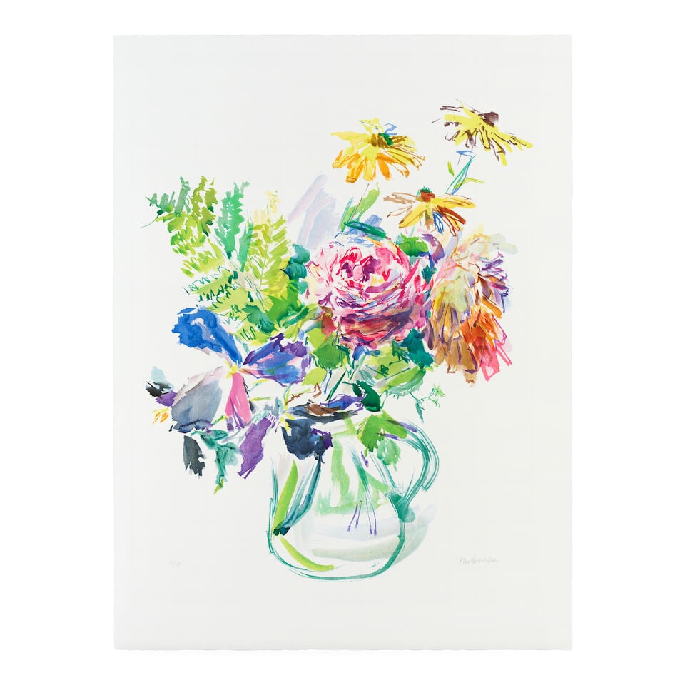 Oskar Kokoschka (Austrian, 1886-1980) Sommerblumen in Glaskrug Lithograph in colours, 1969, on B... - 2