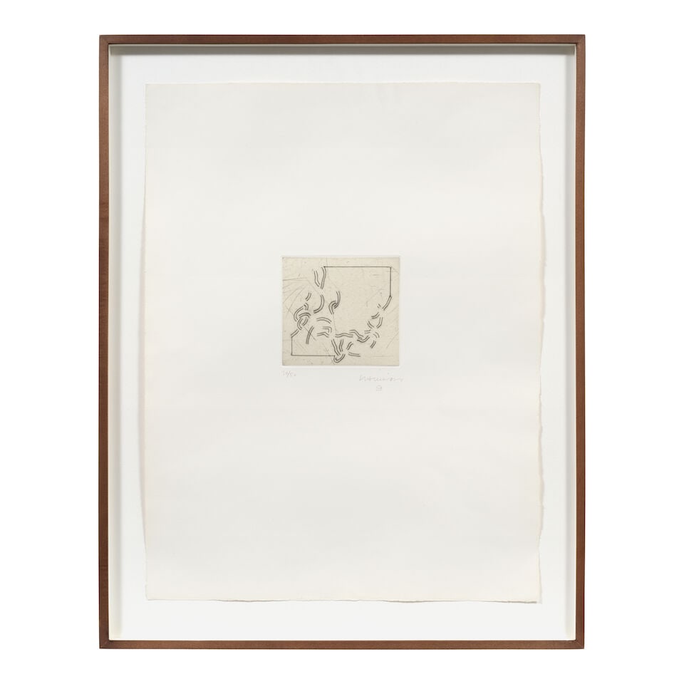 Eduardo Chillida (Spanish, 1924-2002) Ernemindu Etching, 1973, on Japon paper onto Rives BFK pap... - 2