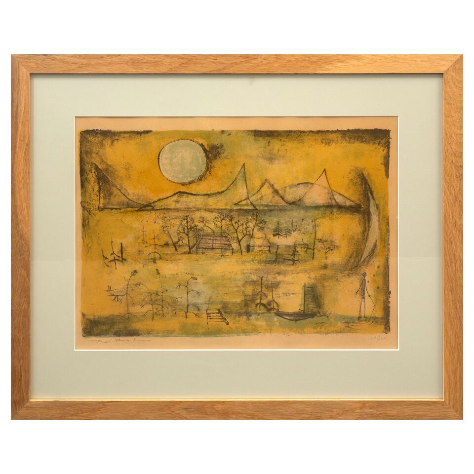 Zao Wou-Ki (French, 1921-2013) Montagnes et soleil Lithograph in colours, 1951, on wove paper, s... - 2