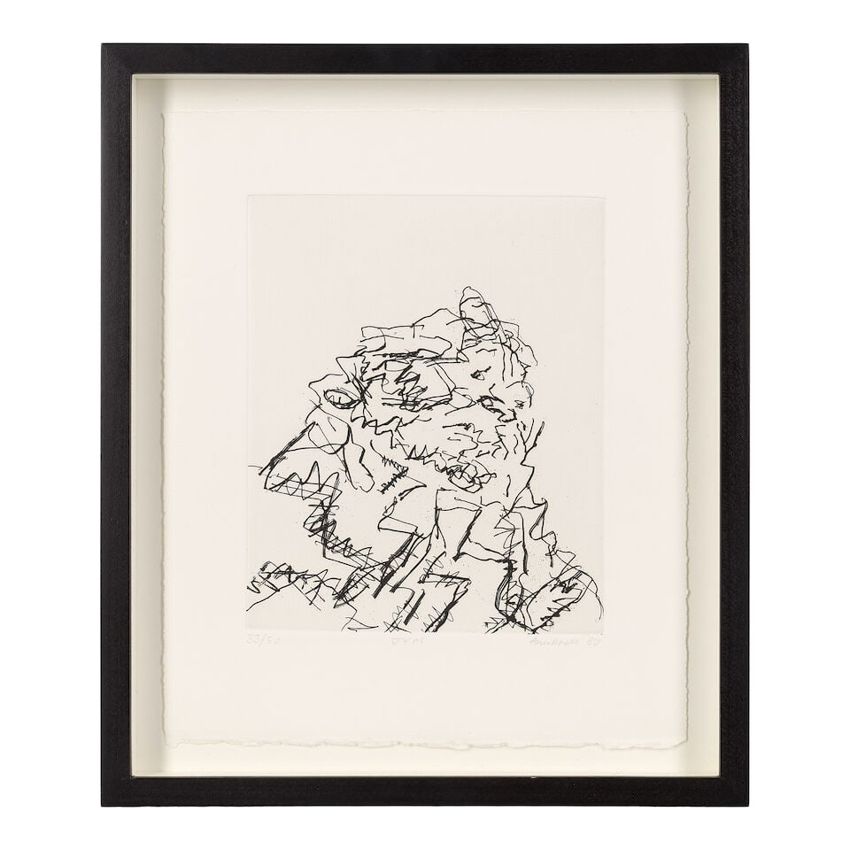 Frank Auerbach (British, 1931-2024) J.Y.M., from Seven Portraits Etching, 1990, on Somerset wove... - 2