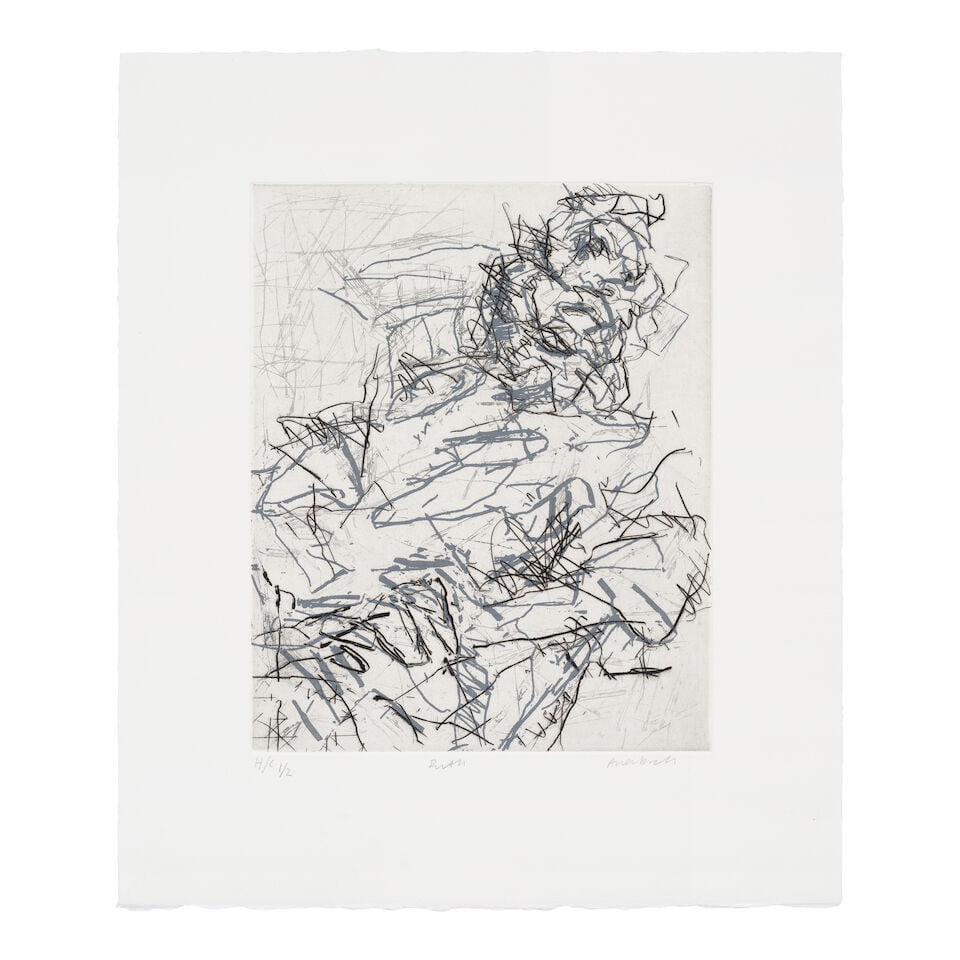 Frank Auerbach (British, 1931-2024) Ruth Etching and aquatint in black and grey, 1994, on Somers...: Frank Auerbach (British, 1931-2024) Ruth (Hartley 23) Etching and aquatint in black and grey, 1994, on Somerset wove paper, signed, titled and inscribed 'H/C 1/2' in pencil, one of two hors commerce